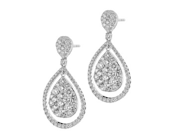 18 K Rhodium-Plated White Gold Dangling Earring with Diamonds 4,29 ct - fineness 18 K