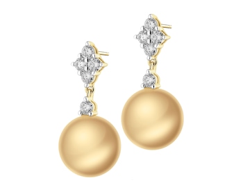 Zlaté náušnice s brilianty a perlami Golden South Sea - ryzost 750