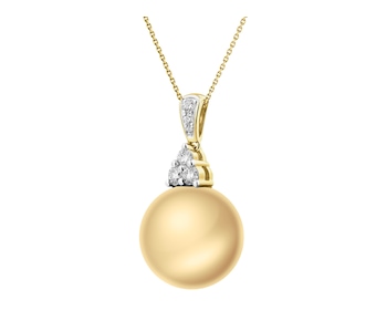 Zlatý přívěsek s brilianty a perlou Golden South Sea - ryzost 585