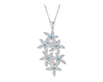 Rhodiovaný náhrdelník z mosazi se zirkony - květiny