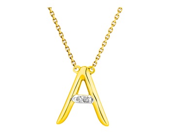 Naszyjnik z żółtego złota z diamentami - litera A 0,006 ct - próba 375