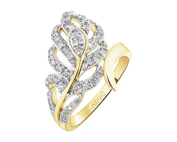 Zlatý prsten s brilianty - list 0,50 ct - ryzost 585