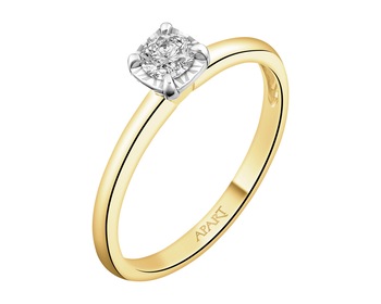 585 Yellow And White Gold Plated Ring with Diamond 0,20 ct - fineness 585
