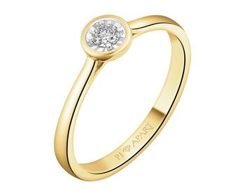 585 Yellow And White Gold Plated Ring with Diamond 0,08 ct - fineness 585