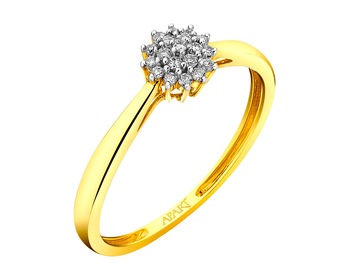 Yellow gold ring with brilliants 0,10 ct - fineness 14 K