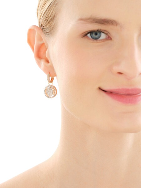 Gold-Plated Brass Dangling Earring with Cubic Zirconia
