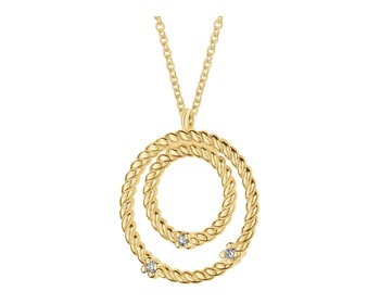Zlatý náhrdelník s brilianty - kroužky - 0,01 ct - ryzost 585