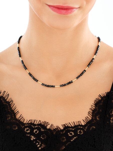Gold-Plated Brass Necklace with Synthetic Spinel