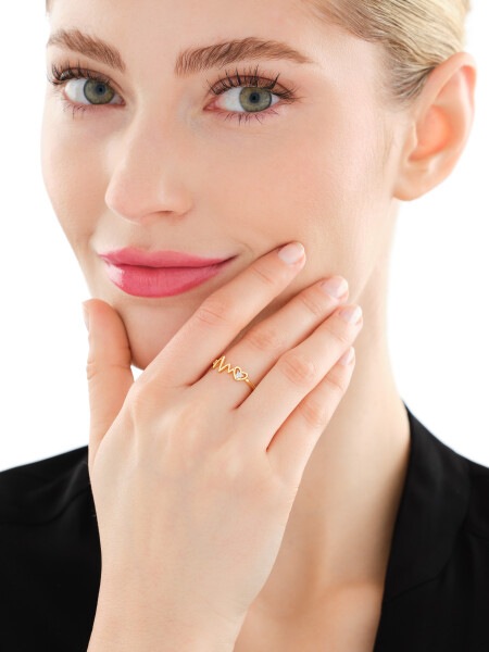 9 K Rhodium-Plated Yellow Gold Ring with Diamond - 0,005 ct - fineness 9 K