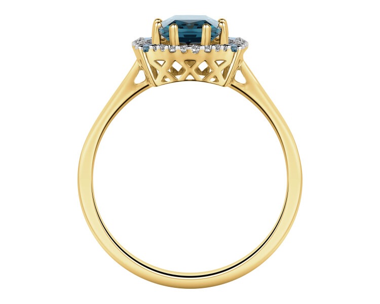 14 K Rhodium-Plated Yellow Gold Ring - fineness 14 K