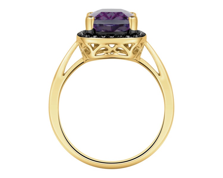 585 Yellow Gold Ruthenium-Plated Ring - fineness 585