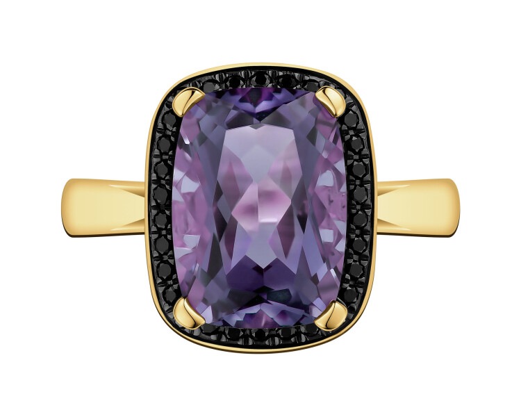 585 Yellow Gold Ruthenium-Plated Ring - fineness 585