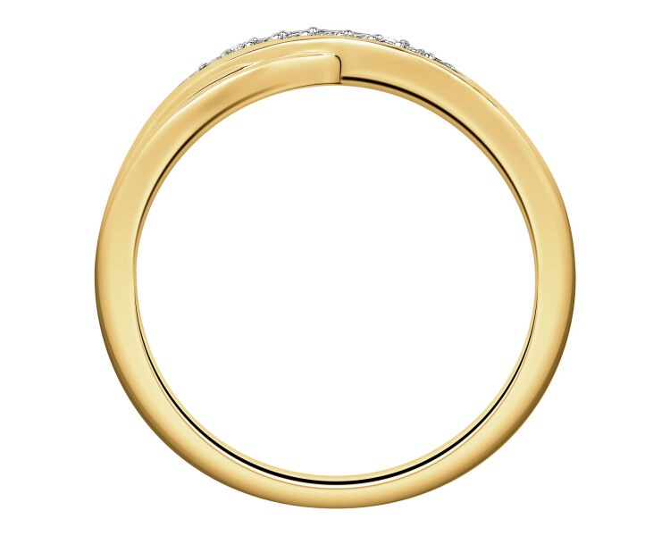14 K Rhodium-Plated Yellow Gold Ring with Diamonds - 0,05 ct - fineness 14 K