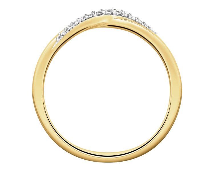 14 K Rhodium-Plated Yellow Gold Ring with Diamonds - 0,05 ct - fineness 14 K