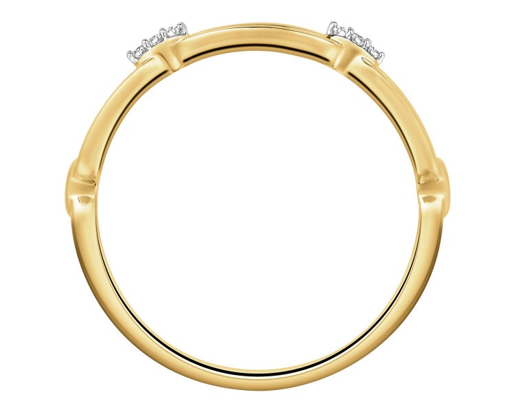 14 K Rhodium-Plated Yellow Gold Ring with Diamonds - 0,02 ct - fineness 14 K