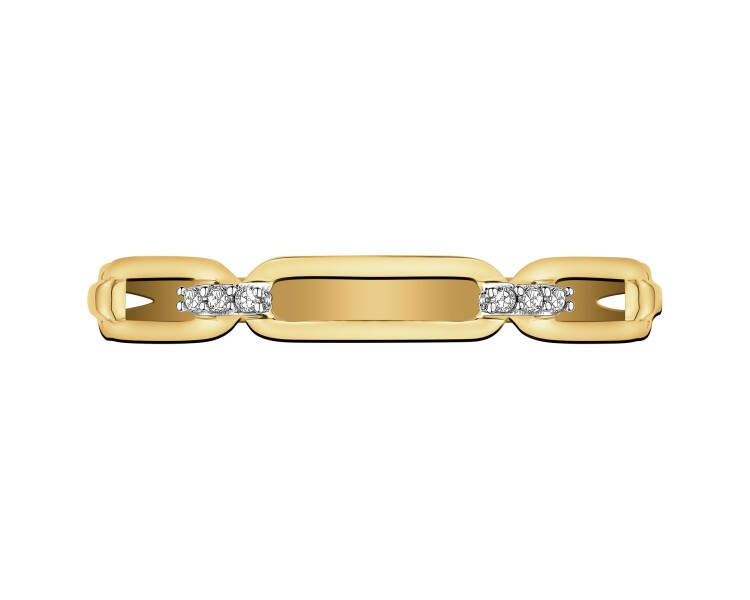 14 K Rhodium-Plated Yellow Gold Ring with Diamonds - 0,02 ct - fineness 14 K