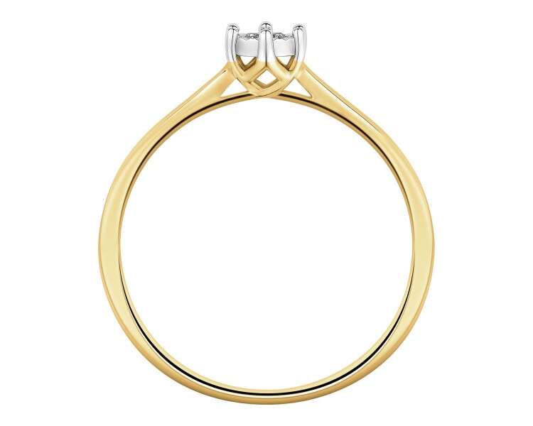 585 Yellow And White Gold Plated Ring with Diamond - 0,11 ct - fineness 585