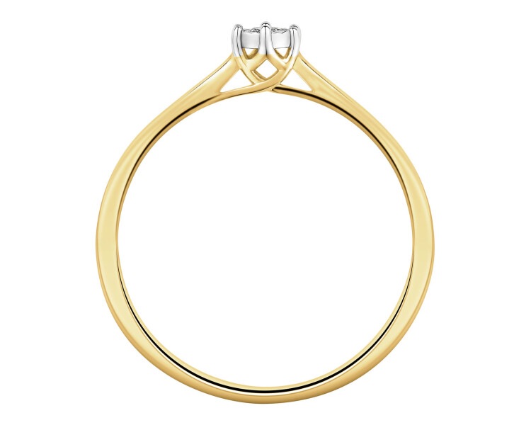 585 Yellow And White Gold Plated Ring with Diamond - 0,06 ct - fineness 585