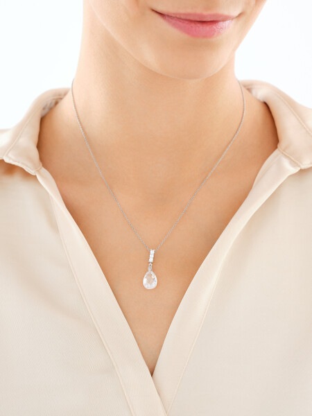 Rhodium Plated Silver Pendant with Cubic Zirconia