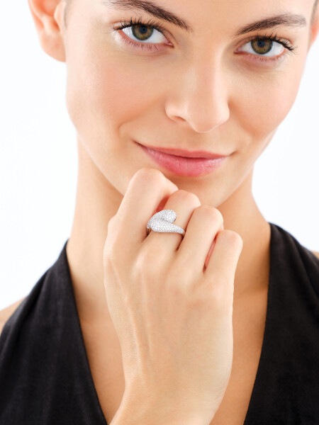 Rhodium Plated Silver Ring with Cubic Zirconia