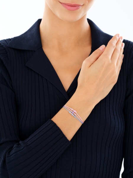 Rhodium Plated Silver Bracelet with Chalcedony