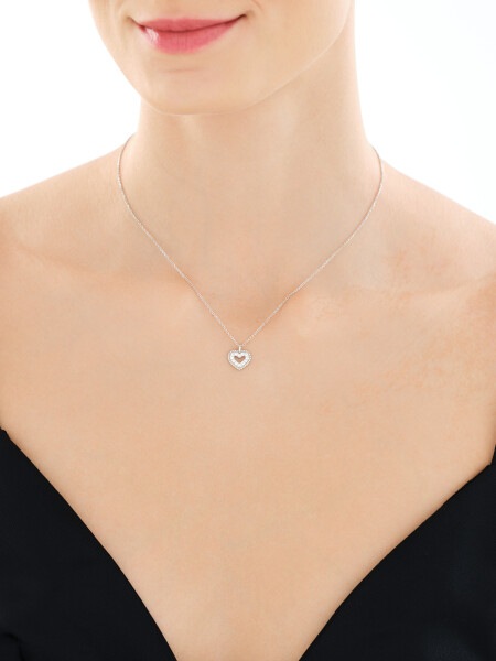 Rhodium Plated Silver Necklace with Cubic Zirconia