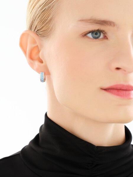 Rhodium Plated Silver Earrings with Cubic Zirconia