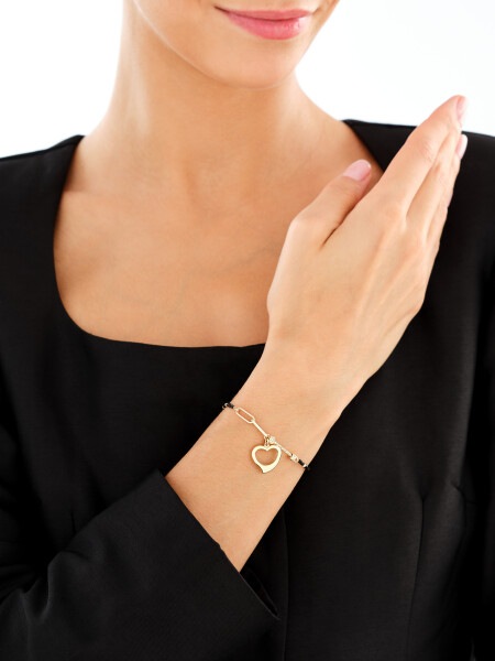 14 K Yellow Gold Bracelet with Synthetic Onyx