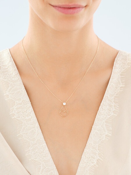 14 K Yellow Gold Necklace with Cubic Zirconia