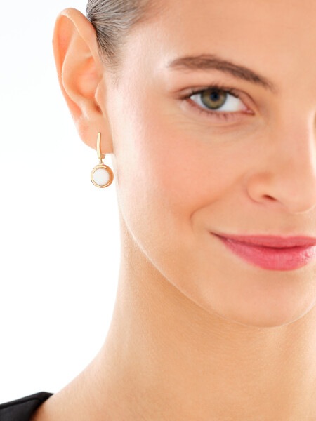 14 K Yellow Gold Dangling Earring with Opalite