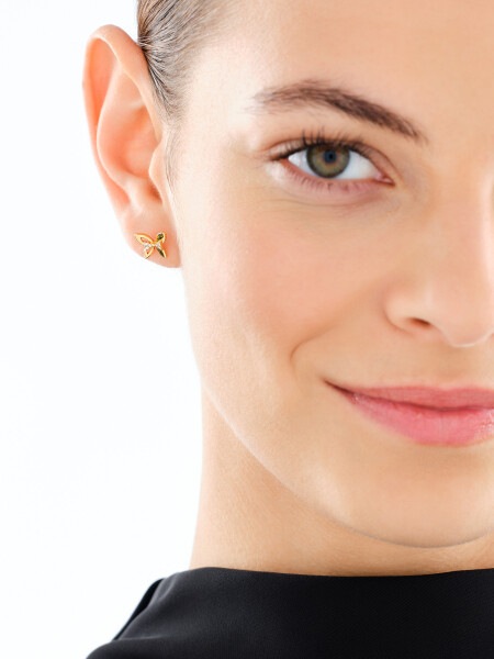 Gold-Plated Silver Earrings with Cubic Zirconia