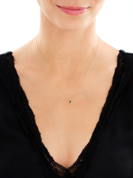375 Yellow Gold Ruthenium-Plated Necklace with Black Diamond, Treated - 0,05 ct - fineness 375