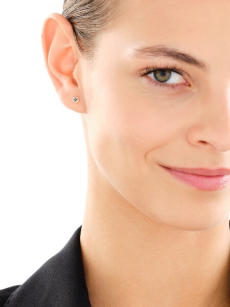 375 Yellow Gold Ruthenium-Plated Earrings with Black Diamond, Treateds - 0,02 ct - fineness 375