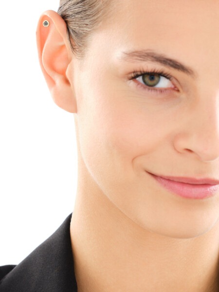 375 Yellow Gold Ruthenium-Plated Piercing with Black Diamond, Treated - 0,01 ct - fineness 375