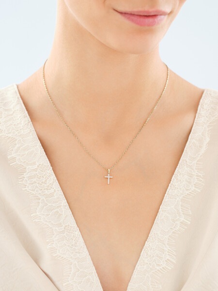 9 K Rhodium-Plated Yellow Gold Pendant with Diamond - 0,003 ct - fineness 9 K