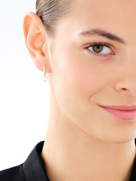 9 K Rhodium-Plated Yellow Gold Earrings with Diamonds - 0,008 ct - fineness 9 K