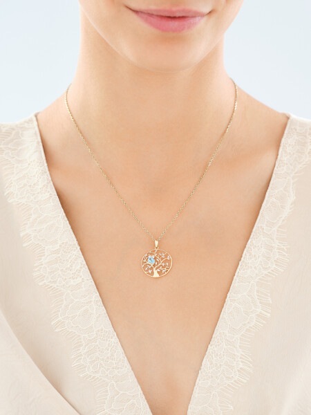 14 K Rhodium-Plated Yellow Gold Pendant  - fineness 14 K