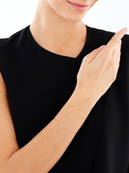 9 K Rhodium-Plated Yellow Gold Bracelet with Diamond - 0,003 ct - fineness 9 K