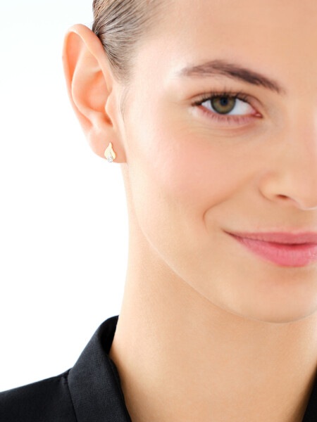 14 K Rhodium-Plated Yellow Gold Earrings with Diamonds - 0,01 ct - fineness 14 K