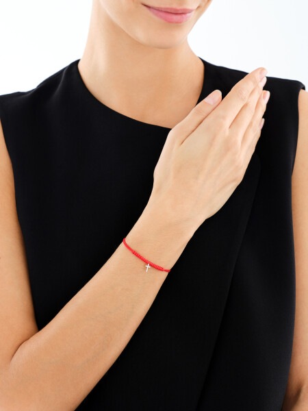 9 K Rhodium-Plated Yellow Gold Bracelet with Diamonds - 0,01 ct - fineness 9 K