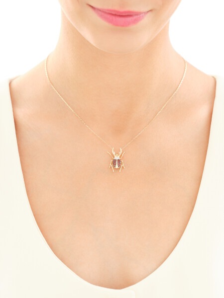 14 K Rhodium-Plated Yellow Gold Necklace  - fineness 14 K