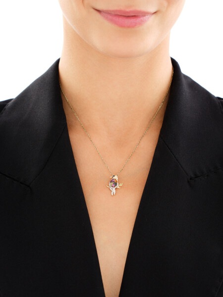 14 K Rhodium-Plated Yellow Gold Pendant - fineness 14 K