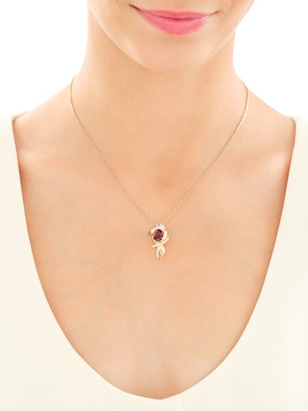 14 K Rhodium-Plated Yellow Gold Pendant - fineness 14 K