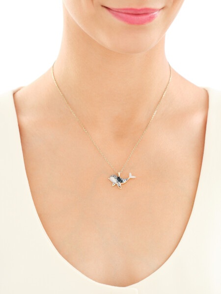 14 K Rhodium-Plated Yellow Gold Pendant - fineness 14 K