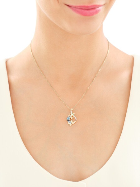 14 K Rhodium-Plated Yellow Gold Pendant - fineness 14 K