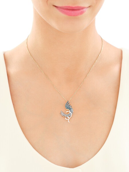 14 K Rhodium-Plated Yellow Gold Pendant - fineness 14 K