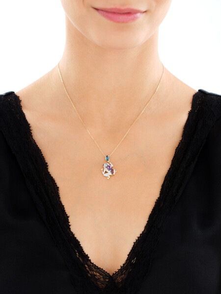 14 K Rhodium-Plated Yellow Gold Necklace  - fineness 14 K