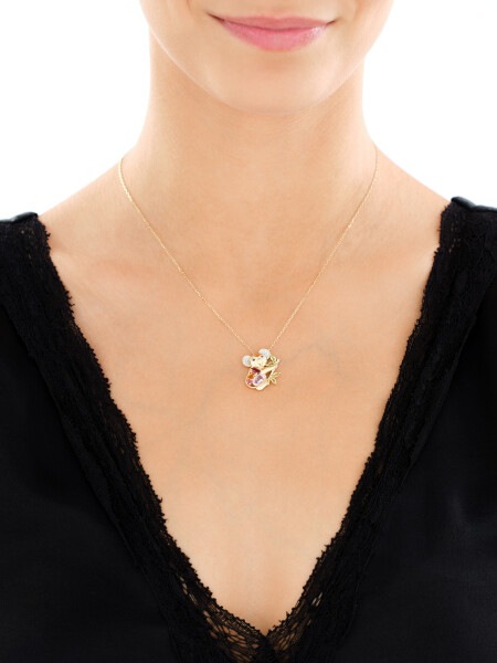 14 K Rhodium-Plated Yellow Gold Necklace  - fineness 14 K