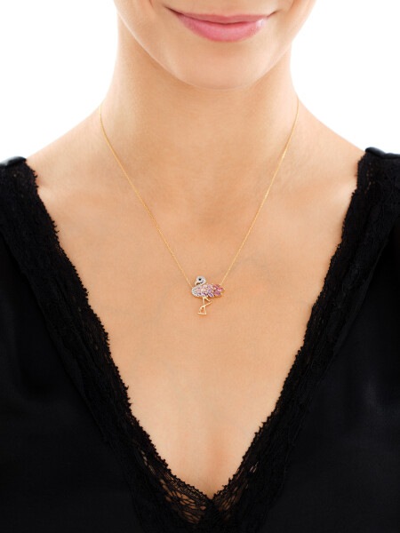 14 K Rhodium-Plated Yellow Gold Necklace - fineness 14 K