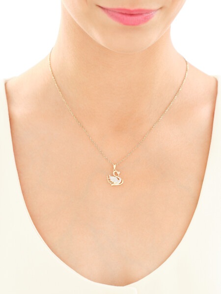 14 K Rhodium-Plated Yellow Gold Pendant with Diamonds - 0,10 ct - fineness 14 K